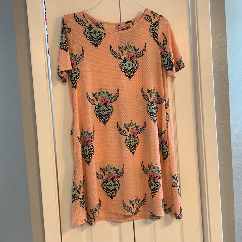Coral Cow Skull Dress